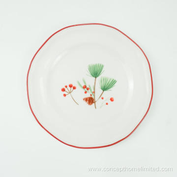 Embossed porcelain dinner set with decal color rim